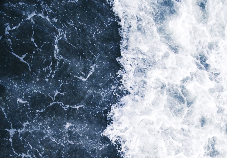 Volatile white water and ocean.