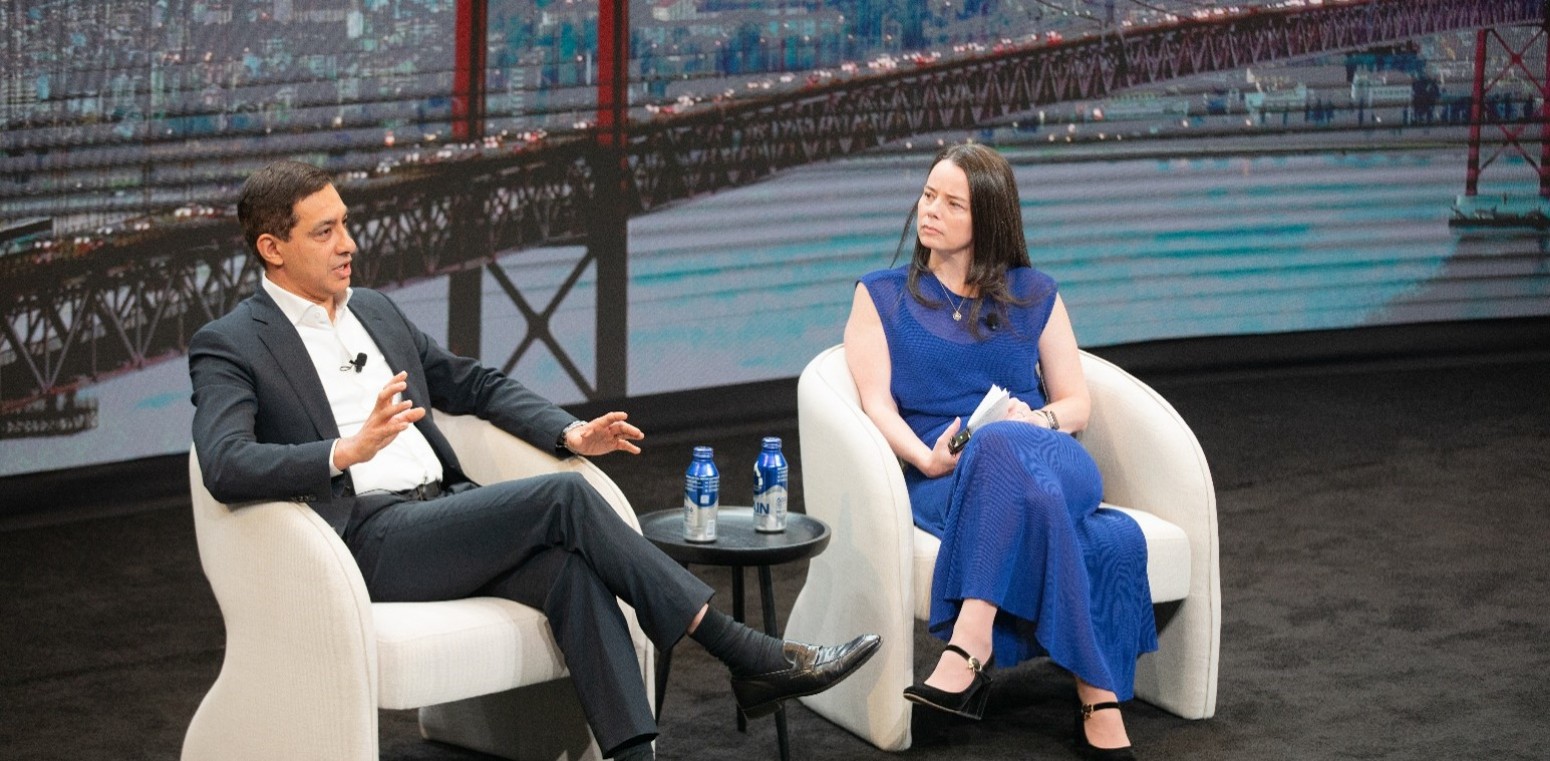 Raj Rao on stage with Stacey Mullin