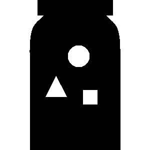 Ícono de jarrón con figuras adentro