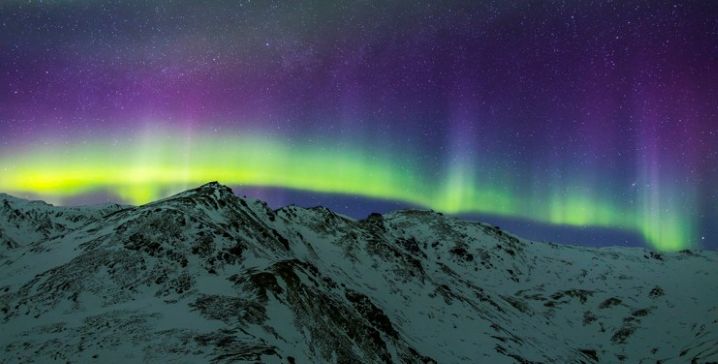 Mountain with aurora lights; used as banner cover