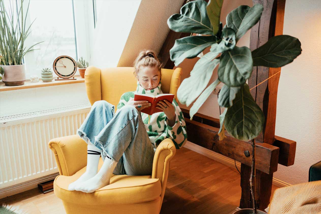A woman sitting on the chair