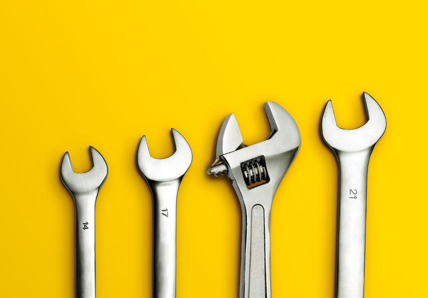 A set of four wrenches.