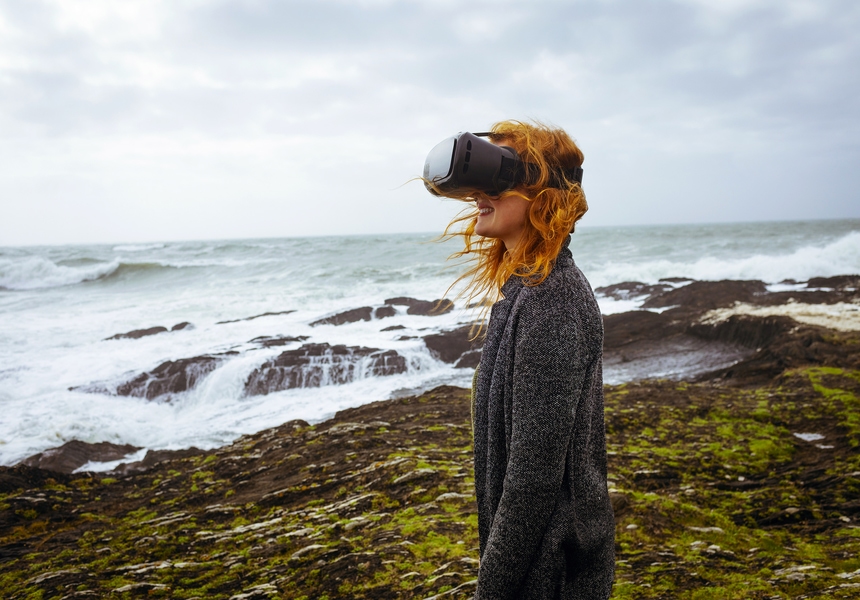 Woman with VR headset