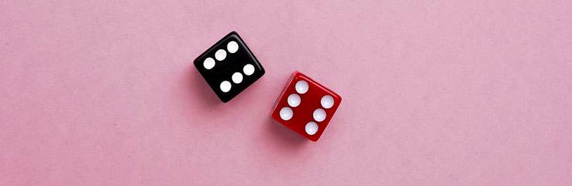 One black dice rolled to a six; one red dice rolled to a six.