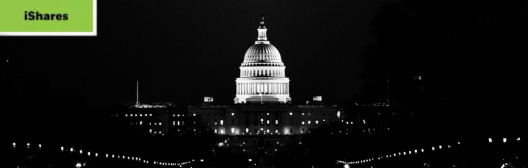 Nighttime view of the US capitol building