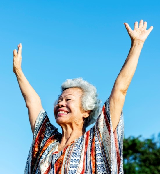 Lady raising her hands