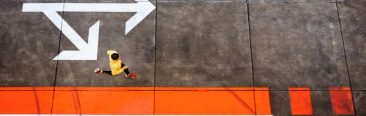 man running with arrow