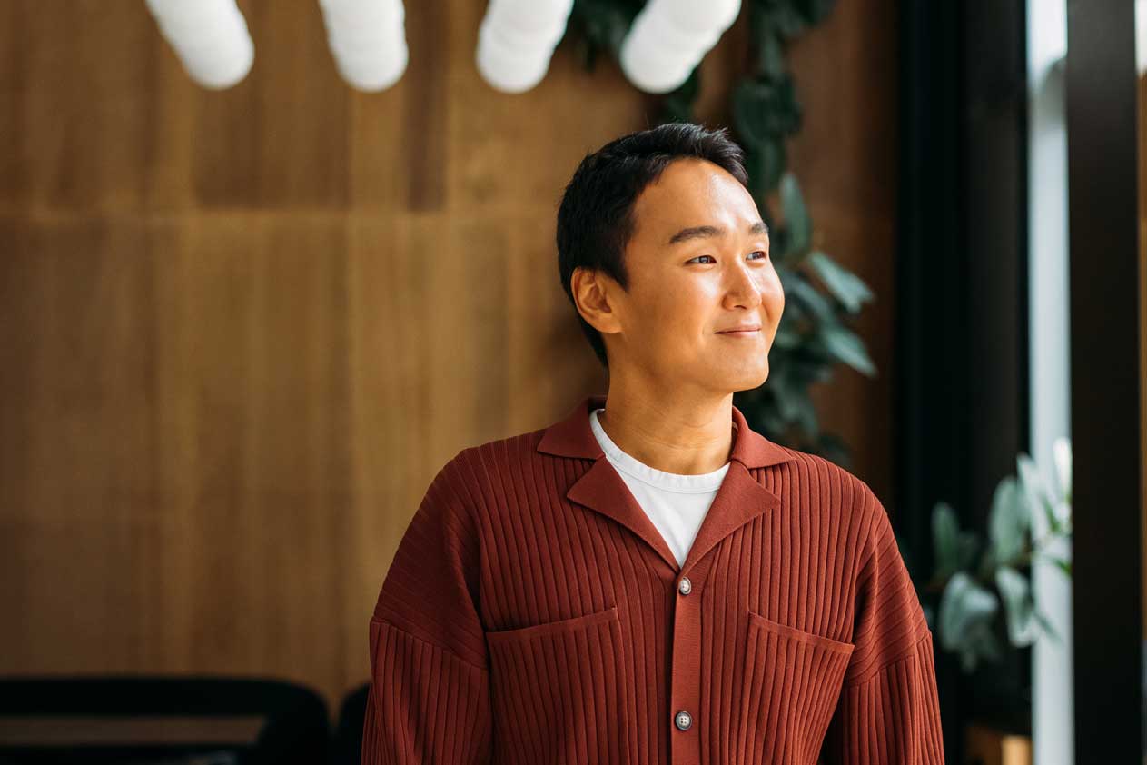 Person gazing to their left