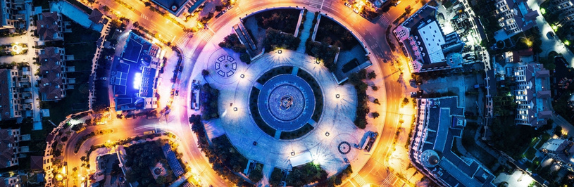 Roads lit with orange lights