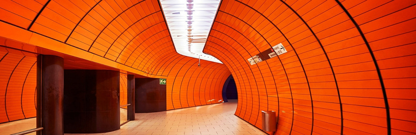 Tunnel with orange panels
