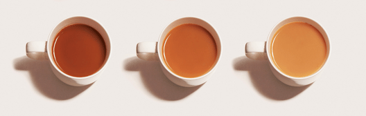 Cups of coffee in varying gradients
