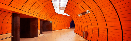 Tunnel with orange panels