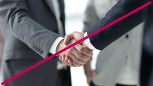 Do not use photography that depicts clichéd corporate situations