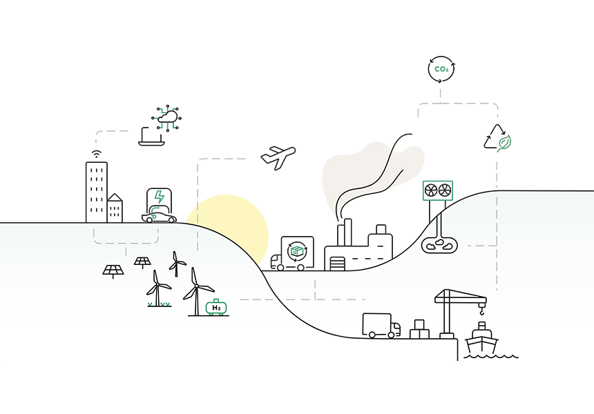 decarbonization life cycle illustration