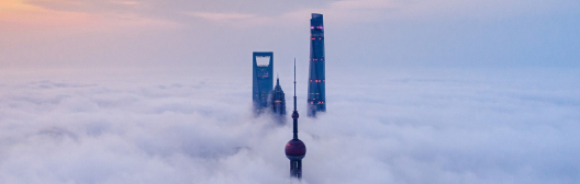 Skyscrapers in the fog
