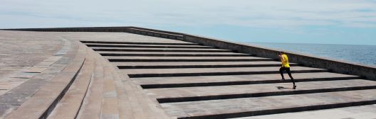 The person running up the stairs