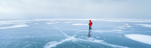 A person walking on ice