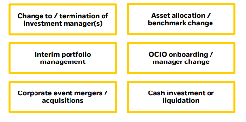 An illustrative examples of investment change where our transition management team can help