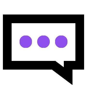 Purple conversation box with 3 dots in the center