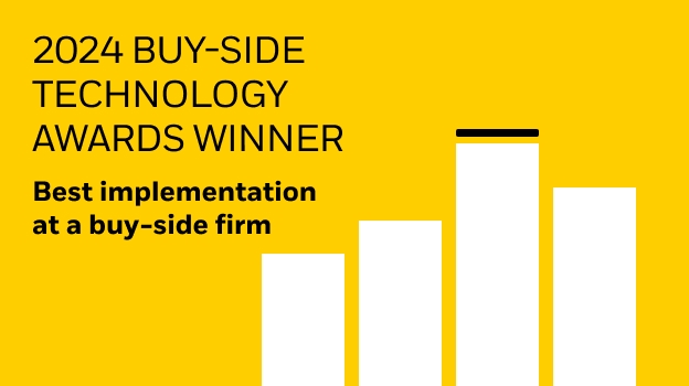 Graphic highlighting the 2024 Buy‑Side Technology Awards win for BlackRock Aladdin as the best implementation at a buy‑side firm. 