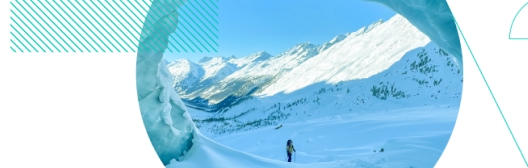 Person standing in a snowy alpine valley seen through an ice cave, representing European institutional investor insights and alternative investment trends