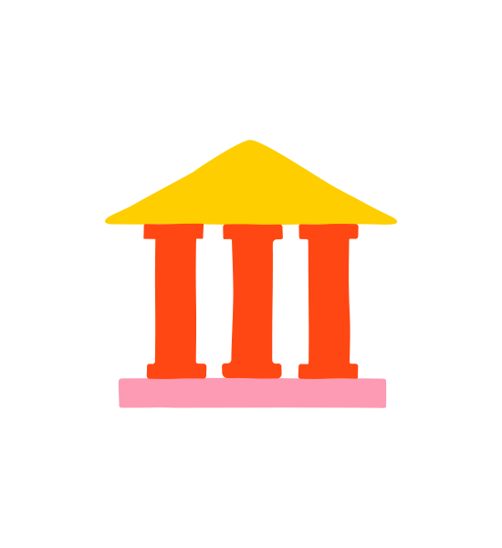Stylised bank building with columns
