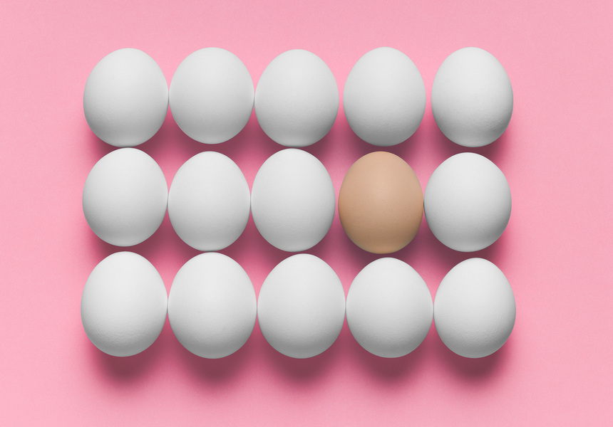 Eggs with pink background