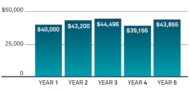 Fixed-percentage withdrawals chart