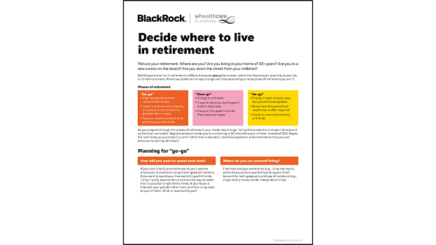 Decide where to live in retirement