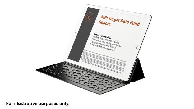 Laptop displaying MPI target date fund report