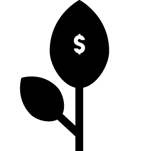 money sign on black leaf