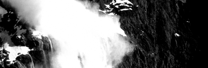 A close-up of a waterfall