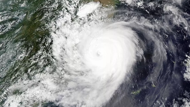 Birdseye view of a hurricane from space