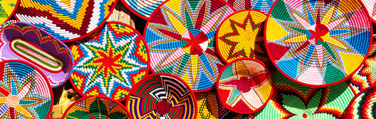 multi-colored baskets