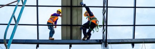 Construction workers building