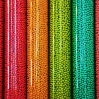 Vertical rows of multicolored candies