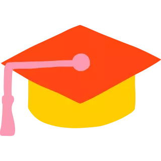 Picture of a graduation hat in red pink and yellow representing Educating your retirement plan participants