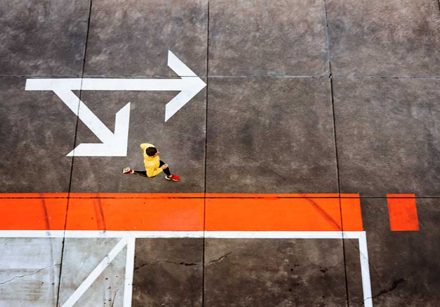 Man running in a forward direction