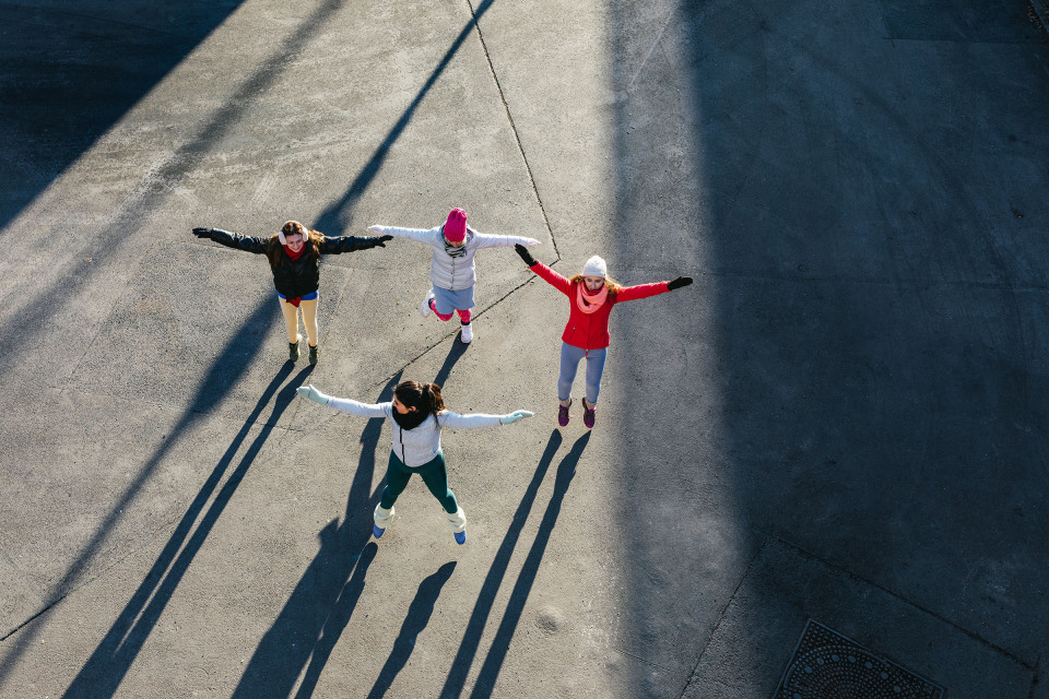Group of women exercising outdoors