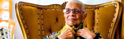 Lady adjusting her scarf