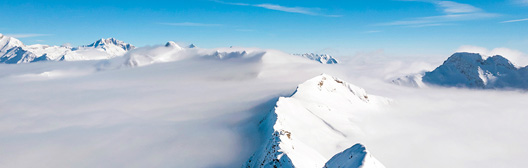 Photo of mountain peaks. 