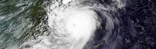 Birdseye view of a hurricane from space