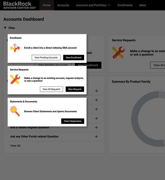 My Managed Accounts tool demo screen