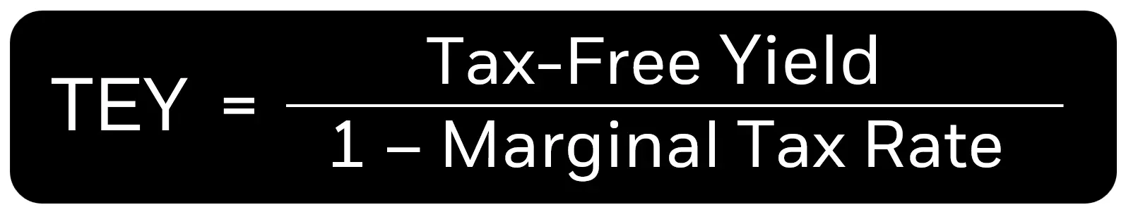 Formula showing tax-equivalent yield calculation using tax-free yield and marginal tax rate.