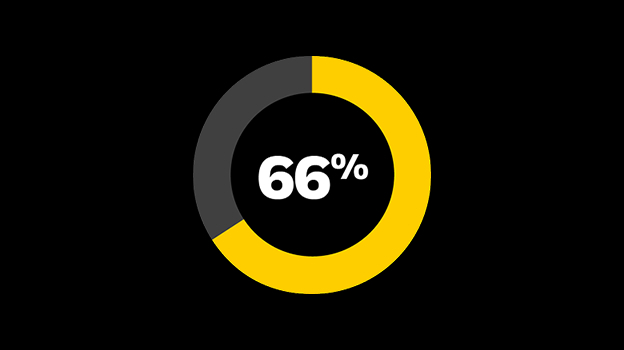 Pie chart with 66% filled.
