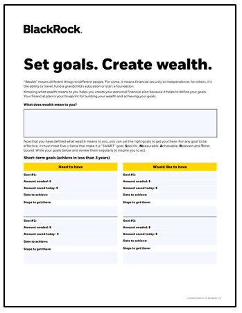 Set goals create wealth