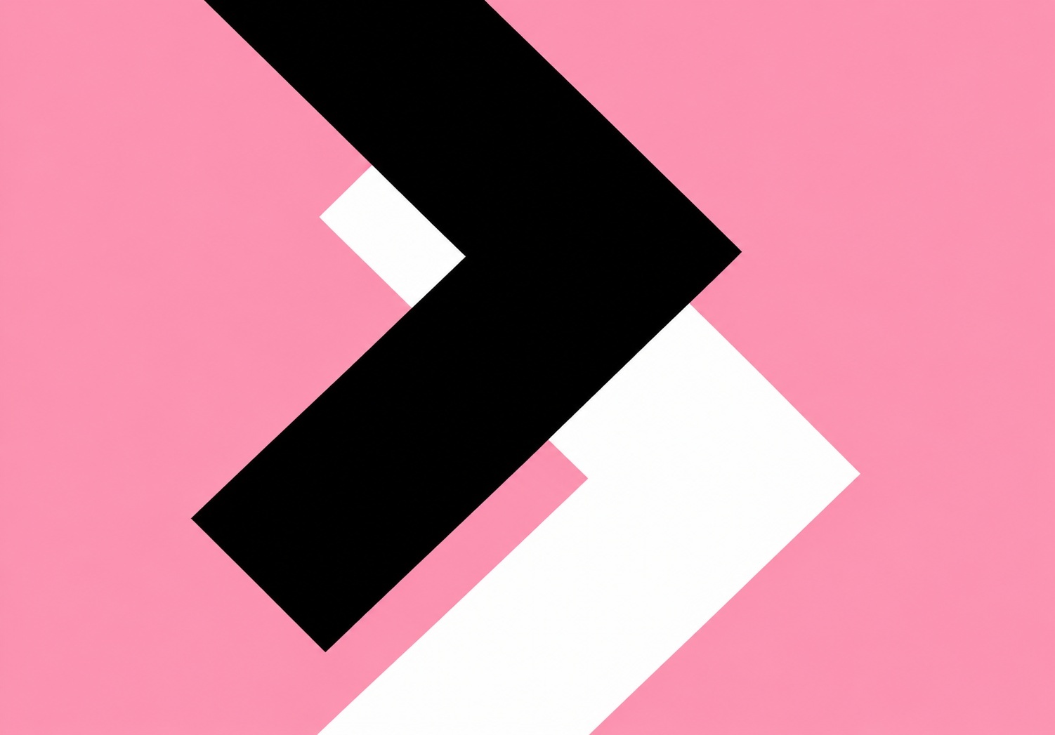Abstract black and white geometric arrows on a pink background.