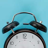Clock against a blue background