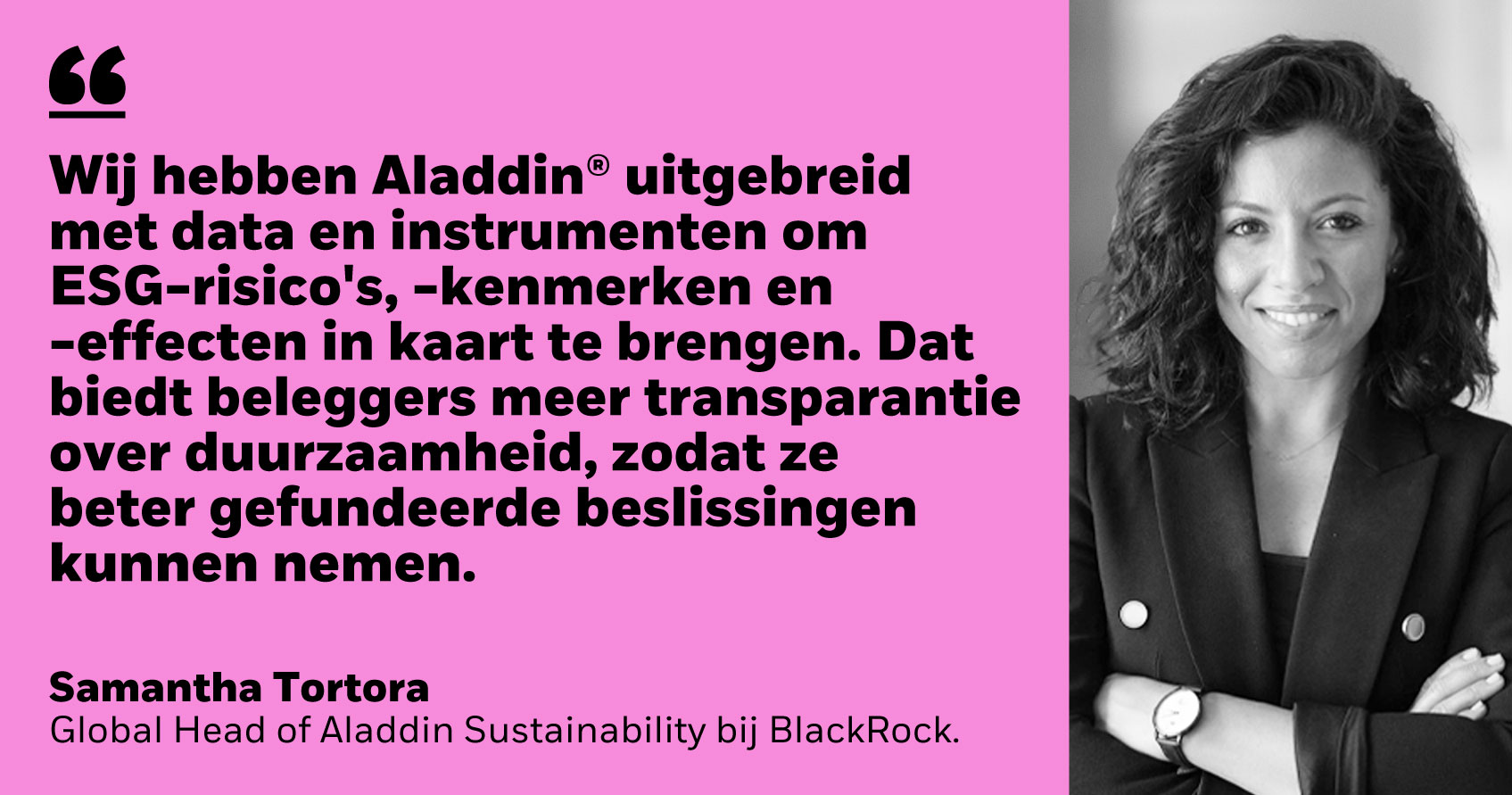 Samantha Tortora, Global Head of Aladdin Sustainability bij BlackRock