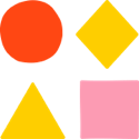 Une illustration d'un cercle, d'un diamant, d'un triangle et d'un carré